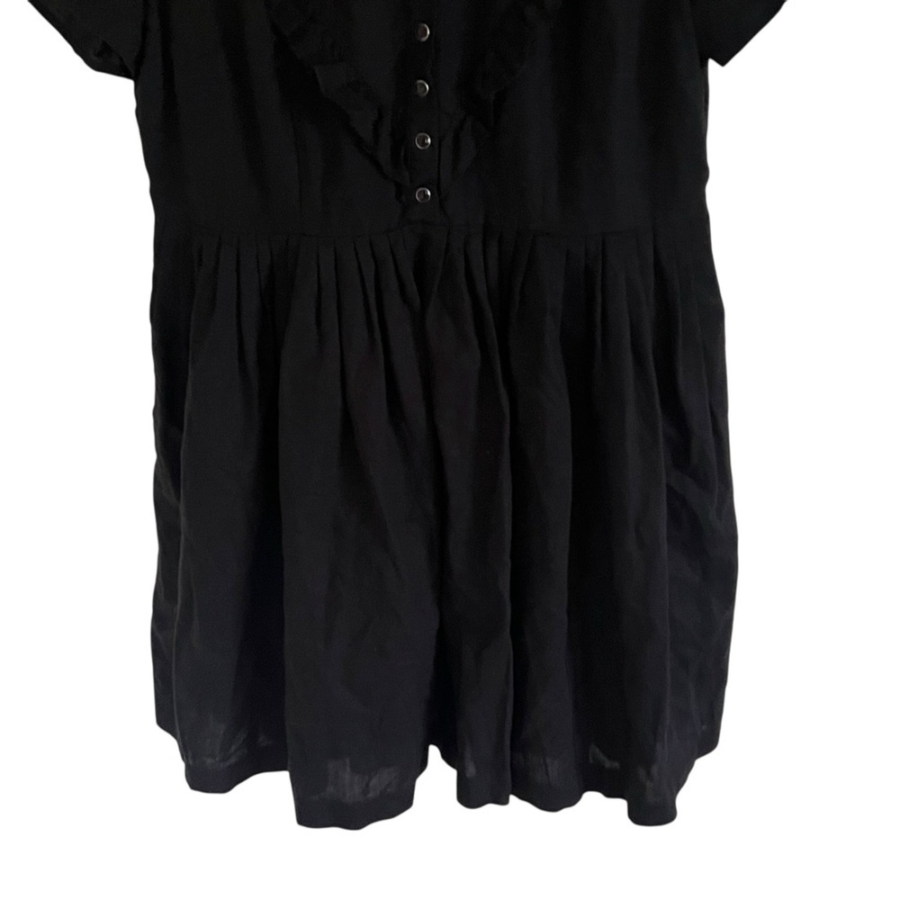 Tuesday of California Black Linen Cotton Ruffle Detail Rodeo Mini Dress 1X - Picture 4 of 8